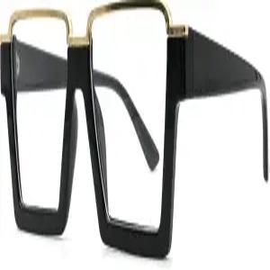 여성용 오버사이즈 스퀘어 블루 라이트 안경 여성 패션 남성용 반테두리 비처방