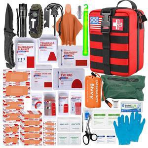 구급상자 생존 장비 야외 세트 캠핑 여행 사냥 하이킹 및 모험을 위한 군용 등급 몰 시스템 RED