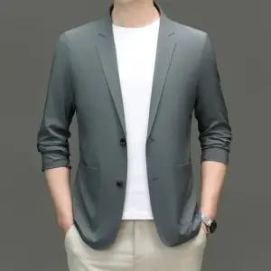 픽호샵 남성용 회색 래쉬가드 쿨링 키작남 정장 칼라 재킷 코트 긴팔 라이트 다크 꾹1