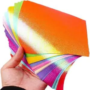 Akusetty 100매 반짝이 종이접기 컬러 종이 프리미엄 공예 DIY 펀처 선물 상자 포장 생일 파티 장식