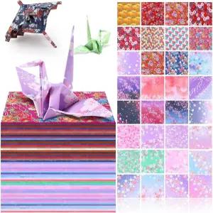 린시아 480피스 종이접기 키트 일본 와시 6인치 정사각형 양면 시트 32 선명한 색상의 사쿠라 체리 플라워