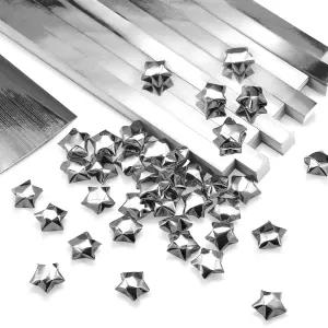 키겔리 1000장 종이 스트립 호일 스타 글리터 오리가미 DIY 공예 직조 프로젝트를 위한 반짝이는 종이(실버