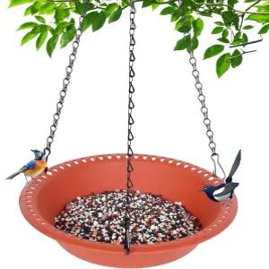 배수구가 있는 새 모이통 트레이 10인치 걸이식 대부분의 씨앗에 맞는 야외 정원용 테라코타