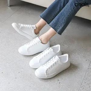 [아나이스] 국내네작 베이직 화이트 스니커즈 3cm_26S160