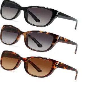 JOLISU 3PCS 여성/남성용 이중 초점 선글라스 리더 - 내장형 독서 기능이 있는 풀 렌즈 UV400 자외선 차단