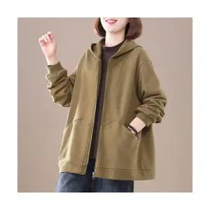 솔저스여성가디건 후드코트 가을 심플 빅사이즈 가디건 캐주얼 맨투맨 단색 OPH3