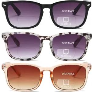 여성용 클래식 레트로 리딩 선글라스용 FSRTEP 바이포칼 선글라스 3팩 UV400 선 리더 안경 금속 스프링