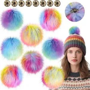 Juinte 4개 6인치 대형 모피 폼 볼 모자용 플러피 인조 모자 신발 스카프 가방 매력 DIY 공예 (스타일