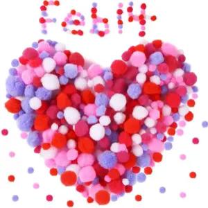 케이도 350피스 4사이즈 핑크 폼 플러피 크래프트 폼폼 홀리데이 DIY 크리에이티브 공예 장식 발렌타인데이