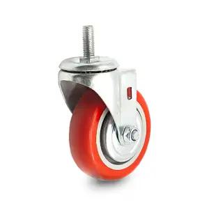 신흥캐스터 경량 적색 바퀴 캐스터 10cm(4인치) 볼트형 M12