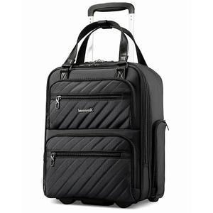 러그지엑스 언더시트 기내 반입 바퀴 달린 수하물 UDK 스타일리시한 경량 짧은 여행용 소프트 사이드 개인용 아이템 캐리어(UX 코어 올 블랙 16인치)