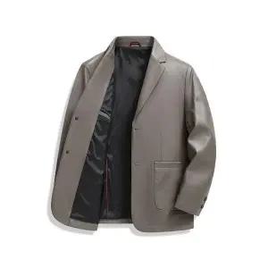 키체샵 남성 정장 자켓 가죽 가을 블레이저 칼라 재킷 싱글 코트 터틀넥 얇은 HO3