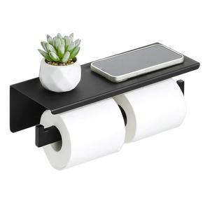 앨리스 더블 화장지 홀더 선반이 있는 보관 스틸 스테인리스 욕실 SUS304 홀더 휴지