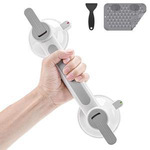 샤워 핸들 MAX 441LBS, 욕조용 헤비 듀티 흡입 컵 그립 바, 노인 장애인을 위한 드릴링 안전 없음, 미끄럼 방지 매트가 있는 12.6인치 탈착식 욕실 핸드레일