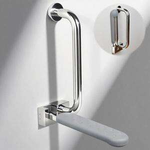 시니어용 시더 플립 업 화장실 그립 바 - 300파운드 헤비 듀티 스테인리스 욕실 안전 레일 3인치 와이드 암레스트, 노인용 접이식 벽걸이 디자인 및 핸디캡