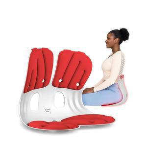 큐블 그랜드(매우 넓고 튼튼한) u2013 인체공학적 허리 요추 지지대로 좋은 자세 교정 요통 사무실 바닥 시트 재택근무에 적합 특허받은(빨간색)