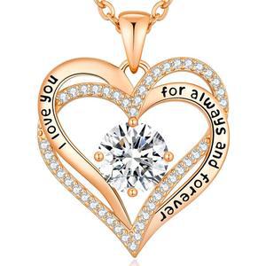 CDE 발렌타인데이 선물 여성 위한 영원한 러브 하트 목걸이 결혼 기념일 생일 어머니 크리스마스 엄마 아내를 탄생석 펜던트가 달린 S925 실버 주얼리
