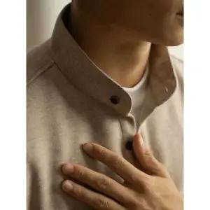 록쉬블몰 울 빈티지 가을 남성용 기모 따뜻이너 혼방 셔츠 긴팔 솔리드 차이나 HO3