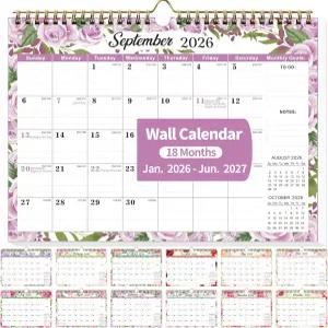 월력 2026 2026-2027 2026년 1월 - 6월 2027 트윈 와이어 바인딩 + 걸이 후크 줄리안 날짜가 있는 매달린