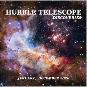 2026년 달력 월 허블 망원경 달력. 1월 - 12월 12 x 24 (열림) 12개월 우주 큰 블록 두꺼운 종이 걸이 구멍