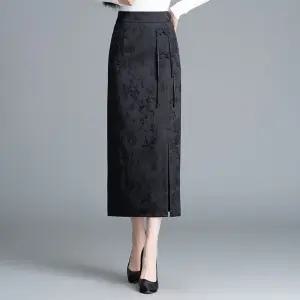 스파이더맨 치마 검정 미디 빈티지 여성치마 트렌치 랩 슬릿 원 다이얼 OPH1