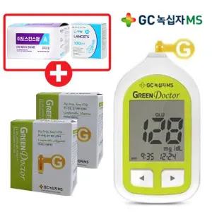 녹십자엠에스 녹십자 그린닥터 혈당측정기+혈당시험지100매+채혈침100개+알콜솜100매 당뇨 당 체크기