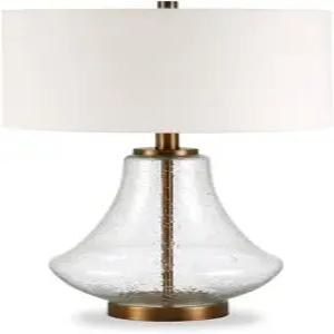 라고스 23인치 높이의 테이블 램프 시드 유리/브러시 황동/화이트 소재 패브릭 그늘 포함