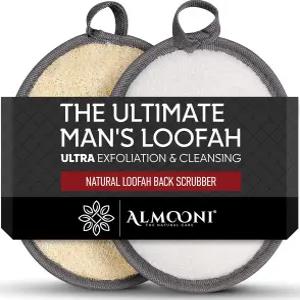 남성용 튼튼한 천연 루파 이집트 샤워 스펀지로 만든 궁극의 바디 스크러버 목욕 스펀지 2 카운트1팩
