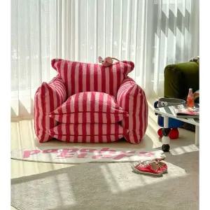 PAPAHUG 핑크 스트라이프 패브릭 거실 성인 원룸 싱글 침실 안락 인용