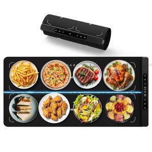 식품용 뉴이즈 그래핀 워밍 매트 듀얼 존 히팅 XXL 36 u201Dx17 u201D 6가지 온도 타이머가 있는 파티용 뷔페용 푸드 워머 차일드 락 일상 사용 가족용 선물 엄마 블랙