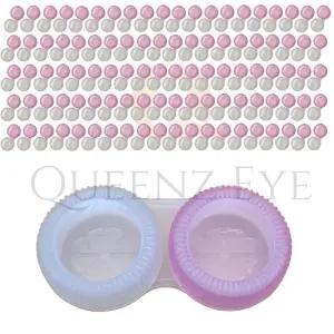퀸즈아이 소프트렌즈케이스 큰 렌즈통 넓은 케이스,핑크+투명,100개