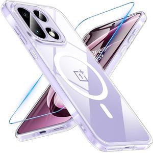 화면 보호기가 있는 OnePlus 15 케이스용 헨신플 마그네틱, [MagSafe와 호환] 반투명 매트 충격 방지 군용 등급 낙하 커버 폰 케이스 5G용 (클리어)