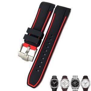 IRFKR 23mm 24mm 고무 실리콘 시계줄 장착 티샷 T035 T035627 버터플라이 버클 교체용 블랙 블루 커브드 엔드