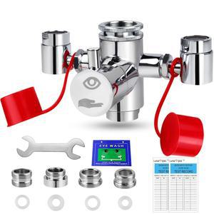 루나립스 수도꼭지 장착 안약 스테이션 키트, 응급 안약 유닛, OSHA 승인 응급처치 안약 키트, 안약 스테이션 1개, 어댑터 4개, 검사 태그 2개, 응급 안약 스테이션 표지판 1개