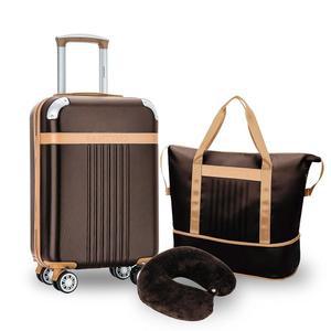 산티노 올인원 3피스 휴대용 여행용 세트 20인치 ABS 하드사이드 캐리어, 분리형 스피너 휠, 확장형 여행 가방 및 메모리 폼 넥 베개 u2014 항공사 승인