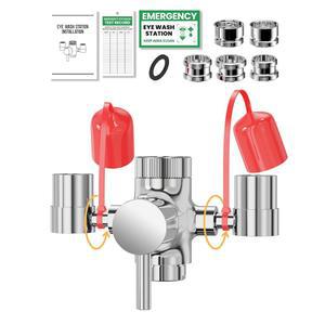 수도꼭지 장착형 눈 세척 스테이션 커버, 응급 눈 세척 스테이션 수도꼭지 부착 키트 - 실험실, 산업 공장, 사무실, 가정용 5배 공통 수도꼭지 어댑터 - 1배 노트 카드 - 1배 경고 포스트x