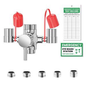 ARISEA 워시 키트 수도꼭지 장착 워시 스테이션 싱크대 부착 비상 워시 키트, 조절 가능한 에어레이티드 5배 일반 싱크대 어댑터 포함