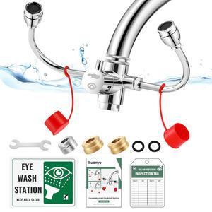 환유 수도꼭지 장착 안약 스테이션 360 회전 비상 안약 스테이션 싱크대 부착물 조절 가능한 물 흐름 방향 안약 3개 어댑터가 있는 실험실 공장용 안약 수도꼭지 (스타일 C)