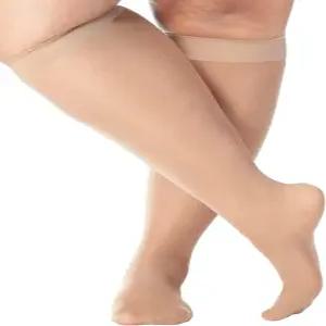 여성용 플러스 사이즈 시어 불투명 압축 양말 20-30Hg - 무릎 고압축 스타킹 A2013
