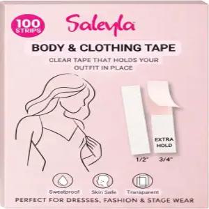 살릴라 바디 테이프 가슴 - 100개의 투명 양면 패션 스트립(표준 50개 + 추가 보류 50개) 드레스 목선
