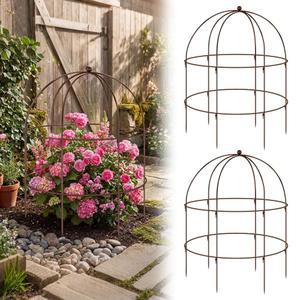 오토링 2개 36 28인치 청동 새장 모란 등반 식물 지원 헤비 듀티 금속 케이지 대형 바프티시아 세덤 기타 다년생 식물을 위한 야외 정원 트렐리스
