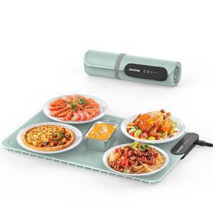 9가지 온도 설정이 가능한 전기 음식 워밍 매트 퀵 히팅 패드 자동 꺼짐 타이머 파티 뷔페용 휴대용 실리콘 워머