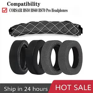 HS7 이어 패드 이어 쿠션 교체 Corsair HS70 HS50 HS60 Pro HS75 XB 헤드폰과 호환 가능 두꺼운 패브릭 패