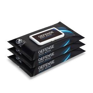 티트리 오일로 만든 디펜스 비누 올 내추럴 바디 물티슈 | 레슬링 전투 캠핑 헬스장 운동 후 샤워 남녀공용. 40개 (3팩)