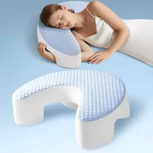 팔 구멍이 있는 베이기 사이드 슬리퍼 베개 - 호흡 개선 목 어깨 및 무릎 완화 안면 압박 감소를 위한