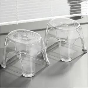 2PCS 투명 아크릴 샤워 의자？ 면도 다리용 미끄럼 방지 방수 발 받침대 벤치 소형 욕실용 8.3인치