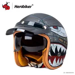 바이크 오토바이 반모헬맷 용 헬멧 3 분의 4 레트로 복고풍 엔틱 승마 모토 하프 사계절 일반 안전 M-2XL