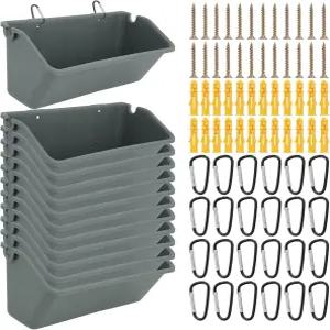 페도발리 12개 금속 클립이 달린 5쿼트 걸이식 닭 모이통 오리 물통 염소 용기 울타리 사슴 말돼지 칠면조