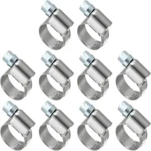 워크키마 10팩 스테인리스 스틸 호스 클램프 조정 가능한 범위 0.24 -0.47 (6-12mm) 웜 기어 모음 키트