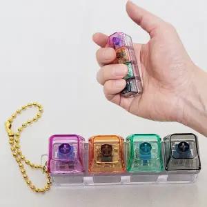 투명 4구 키캡키링 딸깍이 키보드 클리커 가방고리